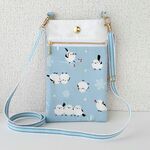 【真田紐ショルダー付き】　雪景色のシマエナガさん*ライトブルー*  スマホポーチ