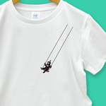 3日納期 空中ブランコ熊 Tシャツ ホワイト 白 メンズ レディース tシャツ くま クマ イラストT ゆるかわ 父の日 短納期 翌日発送 送料無料