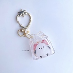 🍓受注製作🍓いちご入りの透明なシマエナガエコバッグ　キーホルダー(Strawberries inside aJ apanese long-tailed tit bag keychain)