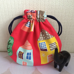 ☆romi様オーダー品☆まん丸ミニ巾着（家、ハウス、ピンク）