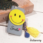 【iPhone6/ 6s/ iPhone5 /5s/ 5SE】 タッセル付きSMILEスマホケース