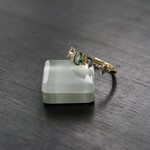グリーンアパタイト　フラワーCZラインリング　SILVER925　YG