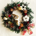 sale！野うさぎのクリスマスリース(再販・リボン変更可）