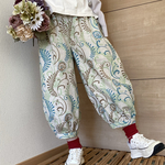 ★お試し価格★☘️コットンリネン☘️【定番★人気】大人のバルーンパンツ◉ポケット後ろ☆北欧柄