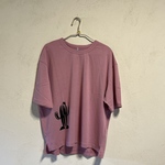 サボテン柄 ポケット付きビッグTシャツ綿100% (男女兼用)【SS～3L】