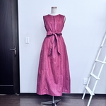 着物リメイク　上質紬　Aライン　後ろボタン開き　マキシ丈ワンピースＬ　シルクポケット付きkimono remake dress まるあJapan