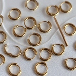 13ｍｍ <ゴールド> 2点 ステンレス フープピアス キャッチレス フープ 金属アレルギー対応 