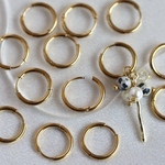 16ｍｍ <ゴールド> 2点 ステンレス フープピアス キャッチレス フープ 金属アレルギー対応 