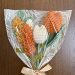 ハンドメイド オレンジ系花束 枯れないお花 花束 毛糸 かぎ編み プレゼント インテリア