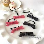 ♡グレー入荷済み♡ベルベットリボンヘアゴム・ヘアクリップ♡お子様・ベビー♡
