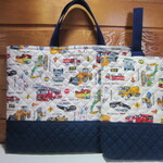 maru-chu様のオーダー品☆レッスンバッグ、上履き入れ☆車柄