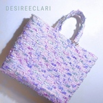 高級尾州ジュエルツイードRuban Lavande🎀トートバッグ(マチあり)　handmade