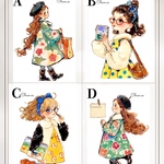 chan.ce オリジナルステッカー　　8種8枚入り  おしゃれガールのおでかけ🌼　人物ステッカー　イラスト　女の子ステッカー