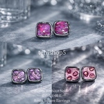 Resin Square Earrings ピンク パープル グリーン レジン ピアス 個性的 きらきら シンプル  揺れない シルバー ぴんく むらさき みどり モード くすみ は 春【送料無春