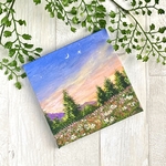 プチキャンバス絵画シリーズ♡アクリル画《原画》　✴︎ 一番星が輝く春の草原 ✴︎