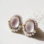 桜色/ピンクシェルクリスタルのピアス