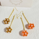 【オーダー品】　花玉ピアス　ヒヤシンス＆トパーズ