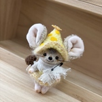 ハンドメイド　チーズ🧀帽子を被った大きなお耳のチューチューネズミ🐭さんテディベア風ぬいぐるみ　ドールちゃんのお友達に💖