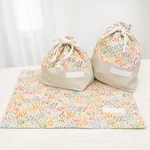 《SALE×単品/オーダー対応》にじいろお花畑のランチ3点セット⭐︎給食袋・お弁当袋・ランチョンマット//   きんちゃく　コップ袋　布巾着　セット　名前テープ　北欧風　花柄　ナチュラル　女の子　