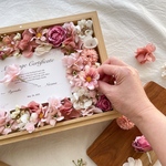 ゲストと作る＊お花の結婚証明書（くすみピンク）　アーティフィシャルフラワー　結婚証明書　結婚誓約書　ウェディング　セレモニー　ゲスト参加型