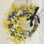 速達発送　フレッシュミモザのハーフリース（英字新聞を添えて）