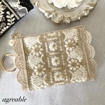 《new》🥀インド刺繍ポーチ　インド刺繍リボン　インド刺繍　刺繍ポーチ　コスメポーチ　モバイルポーチ　ギフト　フェイクレザー　タッセル付き