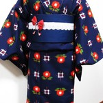 新品･ウールの着物･169㎝（フラワーとチェック）