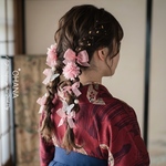 成人式　卒業式　結婚式　ウェディング　髪飾り　振袖　袴　和装　ドレスヘア　蝶々飾り　ツインテール　リボンアレンジ リボンカラー変更可能  OHANA