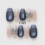 【size order】ネイルチップ マグネットネイル シンプル ネイビー シルバー リボン ハート フレンチ ブライダル 結婚式 前撮り 成人式 春ネイル ちゅるんネイル