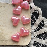 【2粒】18.5×16mm/オーロラピンク/ぷっくりハートカボション