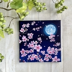 アクリル画《原画》 ✴︎ 月明かりに舞う桜 ✴︎