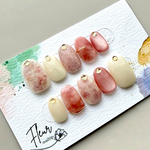 ネイルチップ 春秋カラー×くすみピンク＆シアーホワイト｜ラメとパールの上品ニュアンス【セミオーダー】