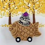 【再販】たい焼き猫の刺繡ブローチ【アメショー】