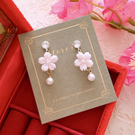 数量限定❣️ ほんのり桜色🩷 春🍃 桜🌸 桜の花びら🌸🍃 揺れる♪ パール 大人可愛いෆ˚* 卒業式💐 入学式🌸 ハンドメイド ピアス イヤリング レディース アクセサリー