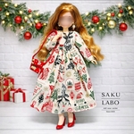 再販2※2点セット パフスリーブワンピース クリスマス リカちゃん リアルクローズ