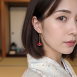 沖縄舞踊　花笠ピアス・イヤリングチェーン付き　小サイズ