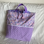【ｋ様オーダー品】お着替え体操着入れ巾着★★お花とリボンラベンダー