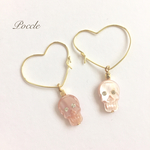 ピンクスカルとハートのピアス