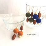 【送料無料】再販ウッドビーズアシンメトリーmodernstyleピアス