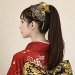 成人式 卒業式 結婚式 七五三 髪飾り ゴールド  リーフ（ 金箔付き ）