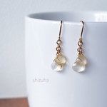 【再販】シトリンのピアス/イヤリング　|天然石　ノンホールピアス　イエロー　ゴールド　小さい　小ぶり　シンプル　黄色