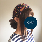 （太)カラフルフル*ネイビー*ヘアバンド