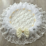 花束刺繍 ✽ Whiteカフェマット💐犬用直径56cm(着座30cm)