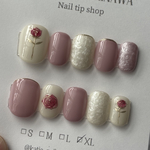 バラネイル　薔薇ネイル　ばらネイル　ピンクネイル　シンプルアート　ネイルチップ