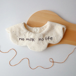 【出産祝いに】ミルクを飲む今だけの　no milk no life スタイ　パイル生地　ダブルガーゼ