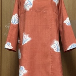 着物リメイク　花柄　紬のAラインチュニックワンピース