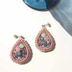 (再販)コットンキャンディのビーズ刺繍ピアス