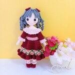 ✿グレーのツインテールの女の子  着せ替えあみぐるみ