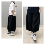 みのりパンツ。ふんわりボリュームのダブルガーゼパンツ。黒【受注製作】