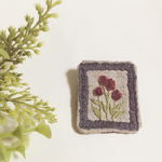 千日紅の絵画 刺繍ブローチ